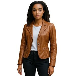 Moda International Brown Leather Jacket